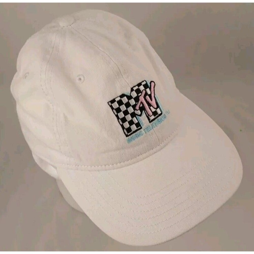 MTV Music Television Checkerboard Logo Adjustable Strapback Hat/Cap-EXCELLENT!